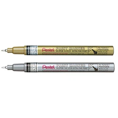 Bild av Pentel MFP10 Permanent färgmarkör Extra fin spets, 0,6 mm guld och silver