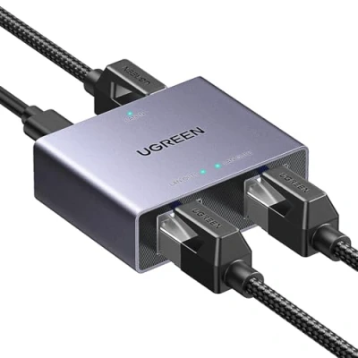 Bild av UGREEN LAN Splitter 1 till 2 1000 Mbps Ethernet Switch Port med Typ C strömkabel Gigabit för dator, Hub, Switch, Router, Set Top Box, PS5, TV etc.