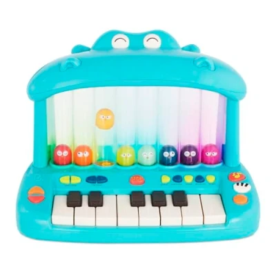 Bild av Land of B. Hippo leksak, tangentbord med ljus och låtar, piano, musikleksak, musikinstrument att spela piano för spädbarn barn från 1 år