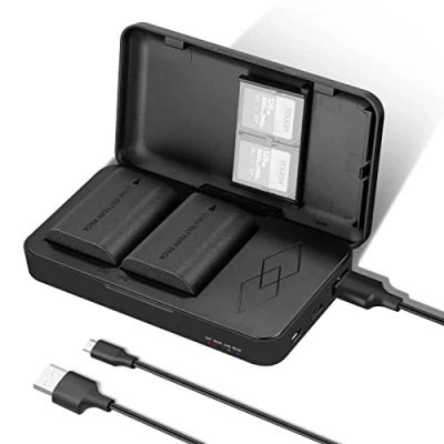 Bild av NEEWER 2 pack LP E6 E6N ersättningsbatterier och ett USB set med dubbla laddningsfodral, kompatibel Canon 5D Mark II III IV 5DS/5DS R 60D 6D 7D 70D 80D 90D