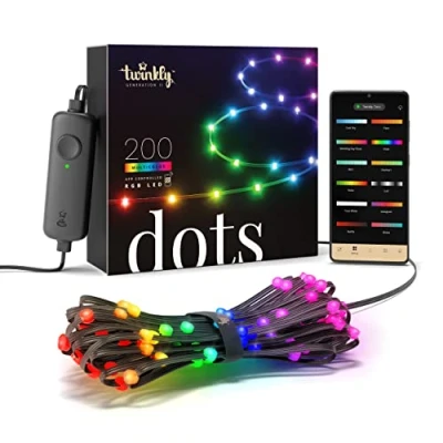 Bild av LED ljusslinga Twinkly Dots RGB, svart, IP44, 10m