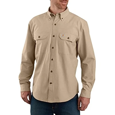 Bild av Carhartt Herr Loose Fit Midweight Chambray Långärmad skjorta Arbetsknapp, Mörk brun Chambray, L