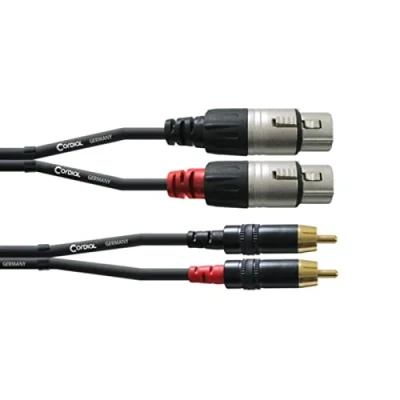 Bild av Cordial CFU 1,5 FC, 2 x RCA, Hanstik, XLR (3 pin), m, Sort