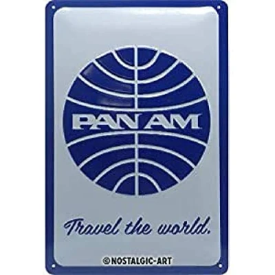 Bild av Nostalgic Art Plåtskylt i retrostil, Pan Am Travel the world Logo white Presentidé för reslystna, av metall, Deko vintagedesign, 20 x 30 cm