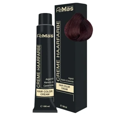 Bild av FemMas hårfärg ljusbrun koppar 5,4 I professionell grädde brunt med närande arganolja, keratin och ceramider som permanent eller nyans, 100 ml