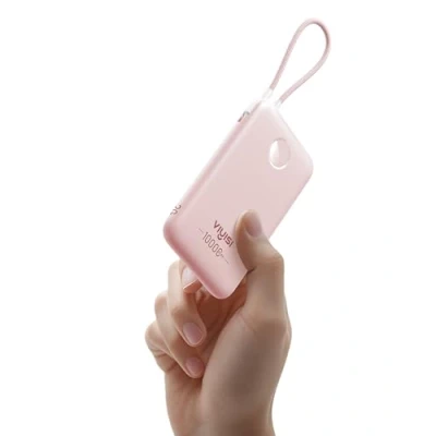 Bild av VIYISI 10 000 mAh Power Bank Ultra Slim QC 22,5 W Max bärbar laddare snabbladdning med inbyggd Typ C kabel PD 20 kompatibel iPhone 16 15 Samsung S24 S23 S22 rosa