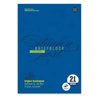 Bild av Staufen Style brevblock DIN A4, 100 ark brevpapper, linjering 21, 70 g/m², linjerad, post