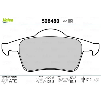 Bild av VALEO 598480 Jeu de plaquettes frein Essieu arrière contact signal d&#039;usure exclu sans tôle anti bruit VOLVO: S60 I, V70 2, XC70 I Cross Country