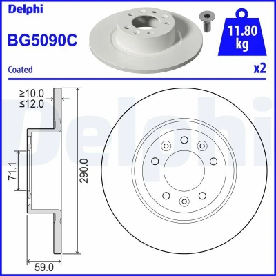 Bild av Bromsskiva DELPHI BG5090C
