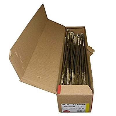 Bild av KLIMAS Torx träskruvar tallrikshuvudsskruvar TX gula skruvar platta huvudskruvar trä tallrikshuvud set takkonstruktion 8 x 400 mm 50 stycken