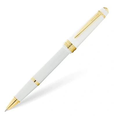 Bild av Cross Bailey Light Rollerball (linjebredd F, skrivfärg: svart, inkl. presentförpackning) vitlack med guldfärgade beslag
