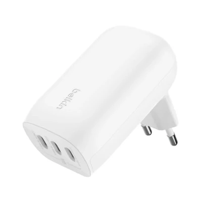Bild av Belkin BoostCharge väggladdare med tre USB C portar och PPS 67 W, snabbladdare PD 3.1 för iPhone 15 serien, MacBook Pro, AirPods, Galaxy andra enheter Vit