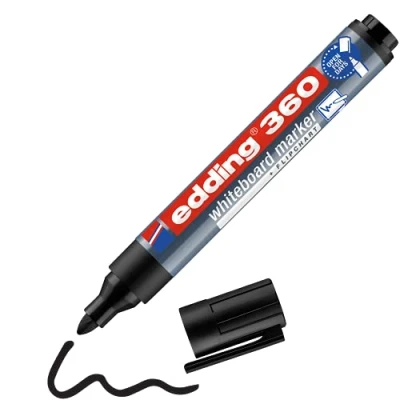 Bild av edding 360 whiteboard markör svart 1 whiteboardpenna rund spets 1,53 mm torrtorkning för whiteboards, blädderblock, anslagstavlor, magnetiska och memotavlor