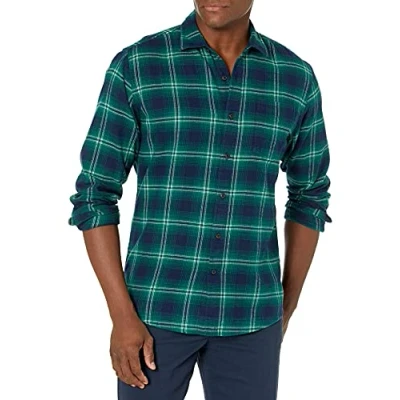 Bild av Amazon Essentials Men&#039;s Långärmad flanellskjorta (finns i Big &amp; Tall), Grön Marinblå Skuggtoning Rutig, XL