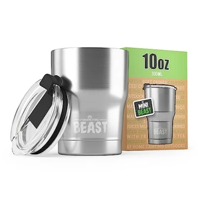 Bild av Beast Tumbler 300 ml (10 oz), stål återanvändbart rostfritt stål, vakuumisolerad kopp dubbelvägg reseflaska perfekt för varmt eller iskaffe BPA fri
