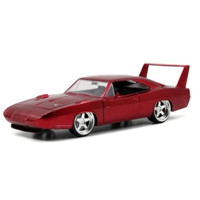 Bild av Jada Toys Fast &amp; Furious Dom&#039;s 1969 Dodge Charger Daytona, bil, tuning modell i skala 1:24, med spoiler, dörrar, motorhuv och bagageutrymme, frihjul, röd metallic
