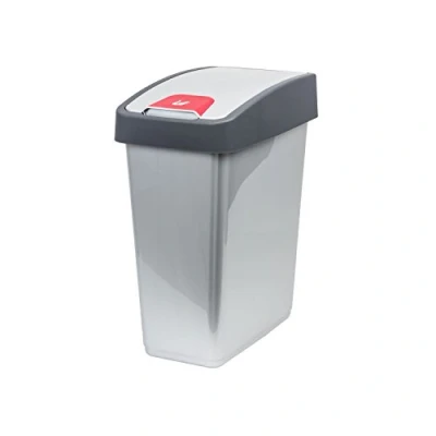 Bild av keeeper Premium Papperskorg med vändlock, Soft Touch, 25 l, Magne, silver