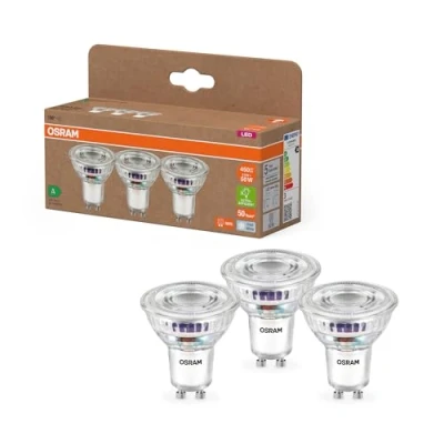 Bild av OSRAM Energy Class LED reflektorlampa PAR16 med 2,5 W, 450 lm, kallvit (4000 K) tillverkad av blyfritt glas GU10 sockel i energieffektivitetsklass A, 50 mm diameter, IP20.
