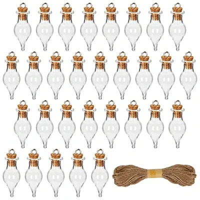 Bild av Belle Vous 30 Pack med Trolldrycksflaskor i Glas 1,5 ml Små Burkar Korklock &amp; Hängrep Glasflaskor för Bröllop/Festgåvor, Önskeflaskor Dekorativa Hemgjorda Konstverk/Hantverk