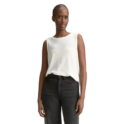 Bild av TOM Tailor Denim Structured WITH BOW Linne, Storlek: Large, Off white