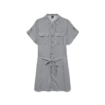 Bild av Vero Moda Vmbumpy Short Shirt Dress Skjortklänning, Storlek: XS, India ink/snow white