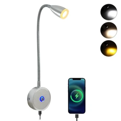 Bild av Intckwan 12 volt LED lampor, husbil, V lä, säng, 3 färgtemperaturer, W dimbar, flexibel svanhals, DC 1224 V, spot för bil, lastbil, husvagn, camping, båt