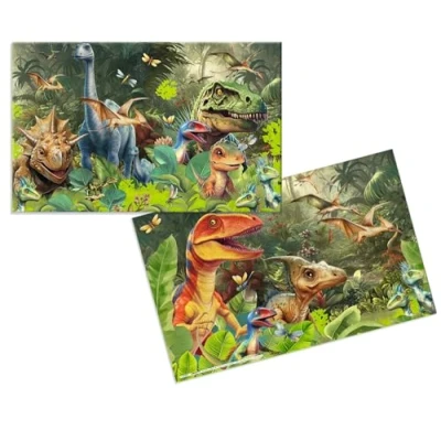 Bild av HERMA 19743 Skrivbordsunderlägg Dino World, avtorkbart barnskrivbordsunderlägg av kartong, 55 x 35 cm, dubbelsidigt motiv bordsunderlägg för flickor och pojkar