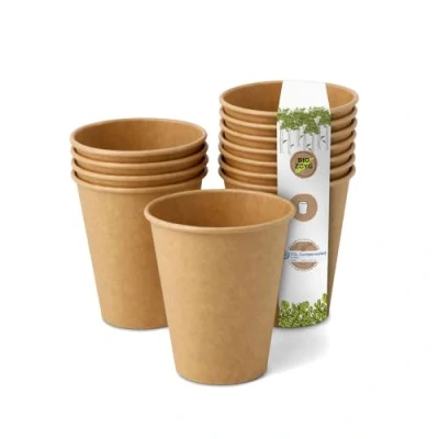 Bild av GREENBOX komposterbar ekologisk engångsmugg I dryckesmugg pappersmugg med PLA beläggning 50 stycken kaffe to go brun oblekt 150 ml 6 oz
