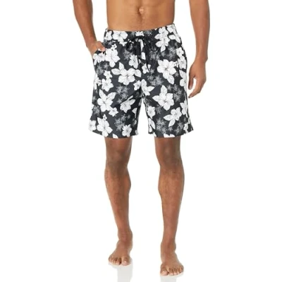 Bild av Amazon Essentials Herr 9&quot; snabbtorkande badbyxor, svart hibiskusblomma, liten