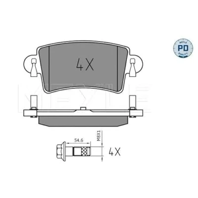 Bild av MEYLE 025 236 6916/PD Jeu de plaquettes frein PD Quality Essieu arrière contact signal d&#039;usure exclu avec tôle anti bruit