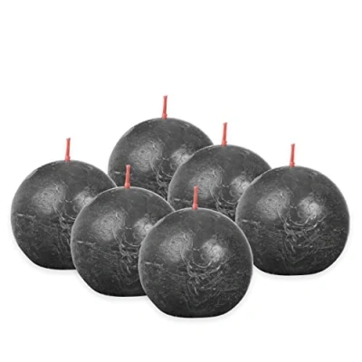 Bild av BOLSIUS Rustic Ball Candle Anthracite Diameter 7.6 cm Pack of 6 unscented