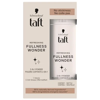 Bild av Schwarzkopf TAFT hårstylingpulver 2 i 1 volym lång livslängd mattande effekt lustig fastnar inte 99% naturliga ingredienser 10 g innehåller