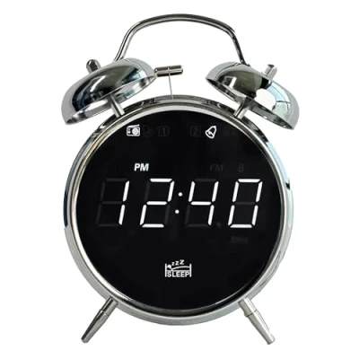 Bild av SILVA Schneider URW 240 retro klockradio med alarmfunktion, dubbel klockväckarklocka, dimbar, insomningstimer, väckning ringklocka eller radio