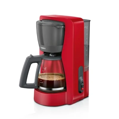 Bild av Bosch MyMoment TKA2M114 kaffebryggare, 1,25 l glaskanna, för 1015 koppar, varmhållningsfunktion 40 min, droppfritt system, svängbar filterhållare, vattentank
