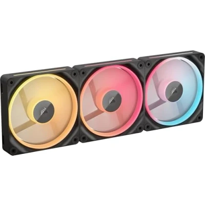 Bild av CORSAIR iCUE LINK LX120 R RGB 120mm Omvända PWM Fläktar, Startsats Trepack Låg Ljudnivå, Välvda Magnetiska Lager, Dubbla Ljusslingor, QuikTurn Skruvar, Läget Zero RPM Svart