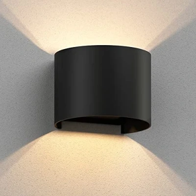 Bild av ledscom.de vägglampa RUNEL för utomhusbruk, IP65, upp/nedljus, svart matt, rund, 1x G9 max. 10W, utomhusbelysning, vägglampa, väggbelysning, sockel,