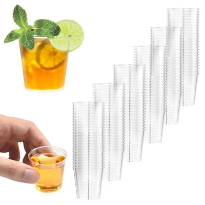 Bild av Magrimaxio 150 stycken snapsglas plast, 3 cl/30 ml skottglas, skottkopp av PS material, spritmuggar, pinnglasburkar, transparenta plastmuggar, shotbägare, för provsmakning, fester