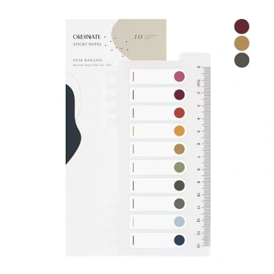 Bild av Ordinate transparenta klisterlappar, plast, självhäftande märkpennor, sidomarkör, anteckningar, bokmärken, bullet journal tillbehör (C 200 stycken Dusk Morandi)