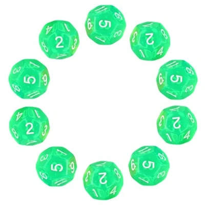Bild av Deolven D12 tärningar, 10 st grön transparent polyhedral tärning, 12 ansikten klar tärning för DND MTG RPG Dungeons and Dragons