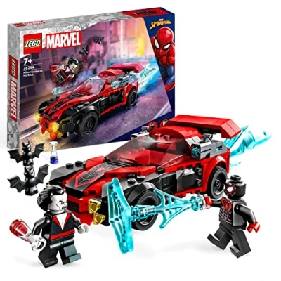 Bild av LEGO Marvel Miles Morales mot Morbius Byggsats med Superhjälte Figurer, Innehåller Leksaksbil Kanoner, Present för Pojkar och Flickor, från 7 år 76244