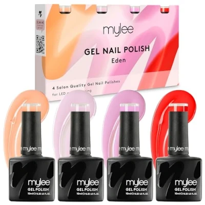Bild av Mylee Gel Nagellack Set 4x10ml [Eden Quad] UV/LED Soak Off Nail Art Manikyr Pedikyr för professionell, salong och hemmabruk [Vår/Sommar 2024] Långvarig lätt att applicera