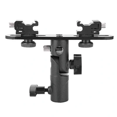 Bild av Dual Flash Bracket, Hot Shoe Speedlight Stand Paraplyhållare Light Fäste Mount 1/4 &#039;&#039; till 3/8 Kompatibel för kamera Videokamera