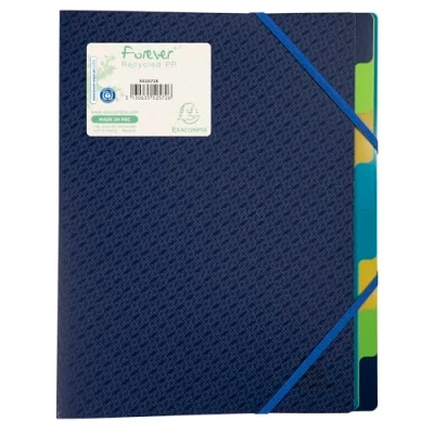Bild av Exacompta Ref. 552572E Låda med 5 sorteringsfickor i återvunnen polypropylen elastisk förslutning storlek 24 x 32 cm för A4 certifierad blå Ängeln färg: