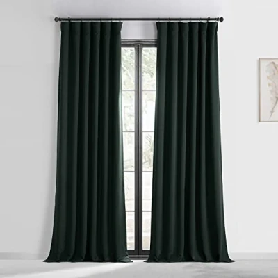Bild av HPD halvt pris draperier mörkläggningsgardiner för rum 258 cm långa sovrum och vardagsrum (1 panel), 127 x 258, mörk gräsand