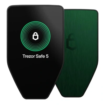 Bild av Trezor Safe 5 Secure Element Wallet with Passphras, Color Touch Screen, Haptic Feedback, Bitcoin Security, Supports 1000&#039;s of Coins and Tokens, Quick Easy Setup (Green Beryl)
