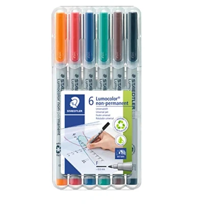 Bild av Staedtler 316 WP6 Lumocolor Universalstift F Spitze, circa 0.6 mm, non permanent, 6 Stück in aufstellbarer Box farblich sortiert