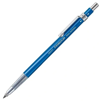 Bild av Staedtler Mars Technico 780 C Fallminenstift (hohe Qualität, mit Metallclip und HB Mine, integrierter Minenspitzer, Schaftfarbe) blau, 1 pack