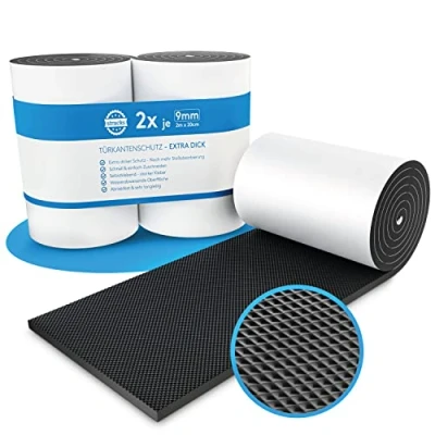 Bild av STRACKS® 2x Garage Wall Protectors 2m x 20cm 9mm extra tjockt dörrskydd för din bil och garagevägg Självhäftande skydd dörrkanter Set med 2 rullar