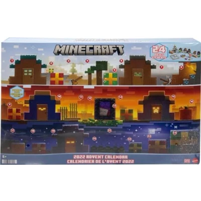 Bild av Mattel Minecraft Mob Head Minis Adventskalender med pixelerade videospelsfigurer jättehuvuden, en gåva att samla på för barn och fans från 6 år uppåt, HHT64, Flerfärgad