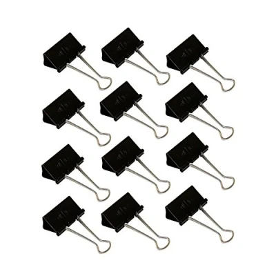 Bild av Wedo 6421441 Foldback klämmor, 12 stycken, lackerad metall avtagbara byglar, stark fjäder, 41 mm, svart/silver